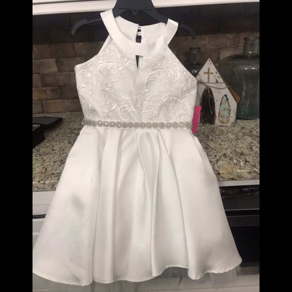 Girls white party dress size 10